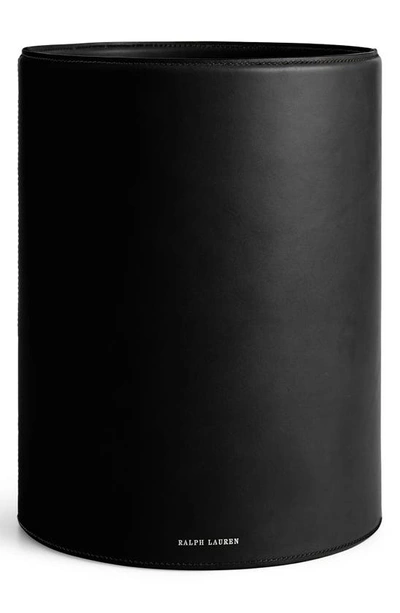 Ralph Lauren Brennan Leather Waste Bin In Black