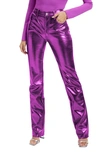 Good American Good Icon Faux Leather Pants In Pop Thistle Metallic