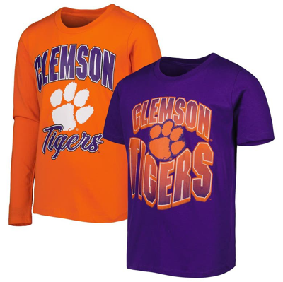 Outerstuff Kids' Youth Orange/purple Clemson Tigers Game Day T-shirt Combo Pack