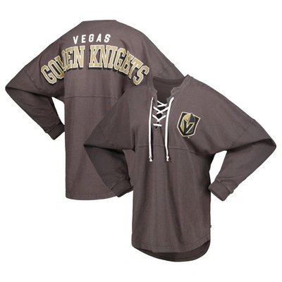 Fanatics Branded Charcoal Vegas Golden Knights Spirit Lace-up V-neck Long Sleeve Jersey T-shirt