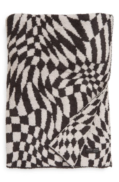 Barefoot Dreams Cozychic Checkered Blanket In Carbon-silver
