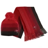 WEAR BY ERIN ANDREWS WEAR BY ERIN ANDREWS RED TAMPA BAY BUCCANEERS OMBRE POM KNIT HAT AND SCARF SET