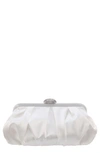 Nina Concord Pleated Satin Frame Clutch In Ivory