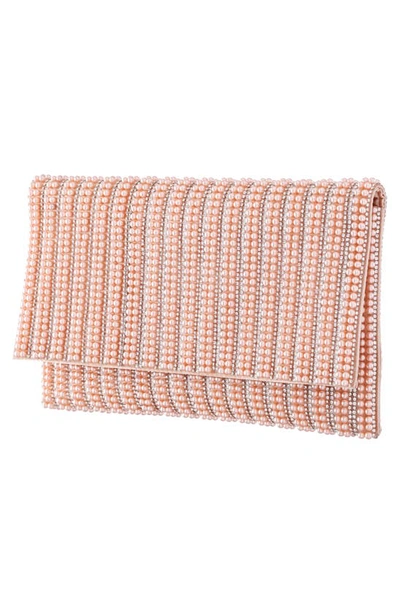 Nina Women's Allover Imitation Pearl And Crystal Envelope Clutch In Pearl Rose