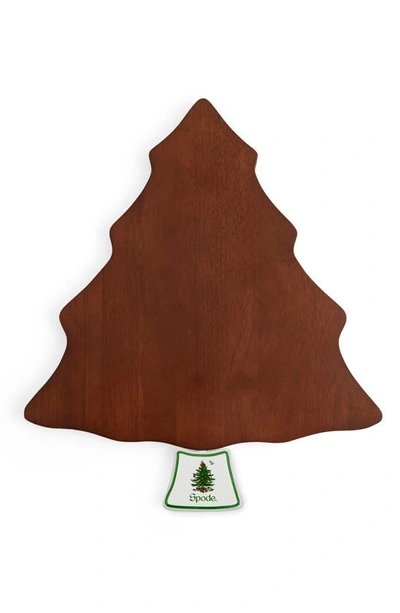 Spode Christmas Tree 2-piece Wooden Cheese Board And Spreader In Brown