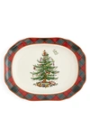 Spode Tartan Rectangular Platter In Green