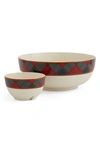 SPODE TARTAN 2-TIER CHIP & DIP SERVER