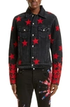 Amiri Chemist Suede Stars Denim Jacket In Aged Black