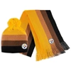WEAR BY ERIN ANDREWS WEAR BY ERIN ANDREWS GOLD PITTSBURGH STEELERS OMBRE POM KNIT HAT AND SCARF SET