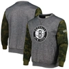 FANATICS FANATICS BRANDED HEATHER CHARCOAL BROOKLYN NETS CAMO STITCHED SWEATSHIRT