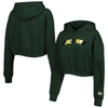 The Wild Collective Green Green Bay Packers Cropped Pullover Hoodie In Green