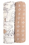 Crane Baby 2-pack Assorted Swaddle Blankets In Beige