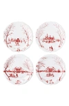 Juliska Country Estate Winter Frolic Ruby Mr And Mrs Claus Party Plates In Ruby