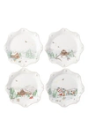 Juliska Berry & Thread North Pole Scalloped Dessert/salad Plate, Set Of 4 In Whitewash/multi