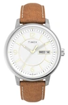 TIMEX CHICAGO LEATHER STRAP WATCH, 45MM