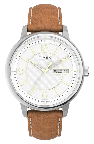 Timex Men's Chicago Tan Leather Watch 45mm