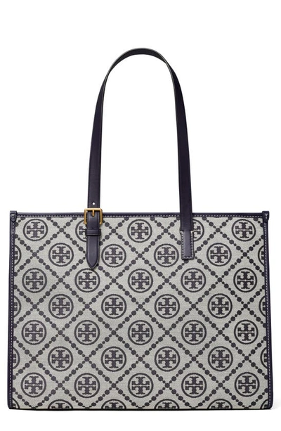 Tory Burch T Monogram Small Jacquard Tote In Tory Navy