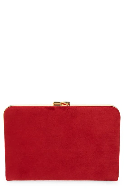 The Row Minaudiere Suede Clutch Bag In Red