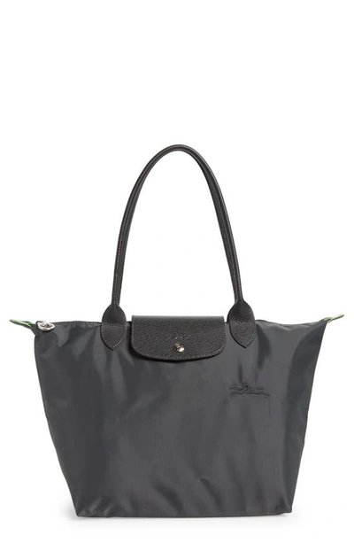 Longchamp Medium Le Pliage Green Recycled Canvas Shoulder Tote Bag In Graphite
