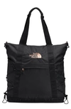 The North Face Borealis Convertible Tote Bag In Tnf Black Heather/burnt Coral Metallic