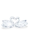 Swarovski Feathered Beautes Set Of 2 Crystal Swan Figurines In Clear