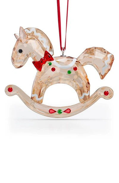 Swarovski Holiday Cheers Gingerbread Rocking Horse Ornament In Brown