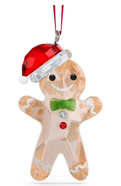 Swarovski Holiday Cheers Gingerbread Man Ornament In Brown