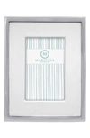 Mariposa White Leather W/ Metal Border Frame, 4" X 6" In White