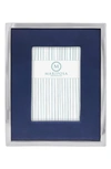 Mariposa Blue Leather W/ Metal Border Frame, 4" X 6" In Blue