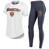Concepts Sport Women's  White, Charcoal Chicago Bears Sonata T-shirt And Leggings Sleep Set In White