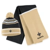 Wear By Erin Andrews Black New Orleans Saints Colorblock Cuffed Knit Hat With Pom And Scarf Set In Black