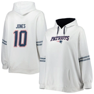 PROFILE MAC JONES WHITE NEW ENGLAND PATRIOTS PLUS SIZE NAME & NUMBER PULLOVER HOODIE