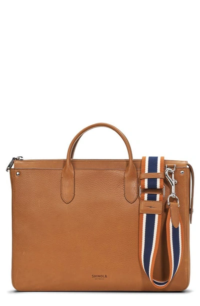 SHINOLA THE SLIM TRAVELER LEATHER BRIEFCASE