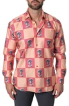 Maceoo Fibonacci Pop Art Cotton Button-up Shirt In Red