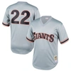 MITCHELL & NESS YOUTH MITCHELL & NESS WILL CLARK GRAY SAN FRANCISCO GIANTS COOPERSTOWN COLLECTION MESH BATTING PRACT