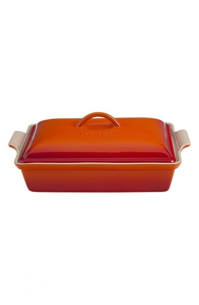 LE CREUSET LE CREUSET 4-QUART RECTANGULAR STONEWARE CASSEROLE WITH LID