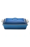 LE CREUSET 4-QUART RECTANGULAR STONEWARE CASSEROLE WITH LID