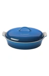 LE CREUSET 4 QUART COVERED OVAL STONEWARE CASSEROLE