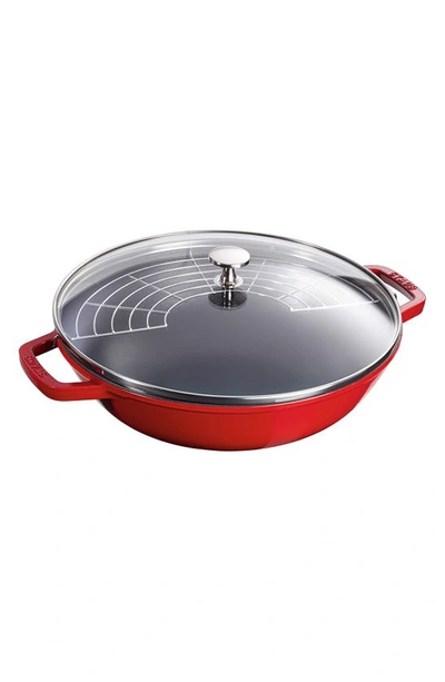Staub Enameled Cast Iron 4.5-qt. Perfect Pan With Lid In Cherry