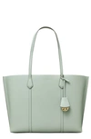 Tory Burch Perry Small Triple Compartment Tote In Blue Celadon