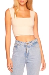 Susana Monaco Square Neck Cropped Tank Top In Blanched Almond