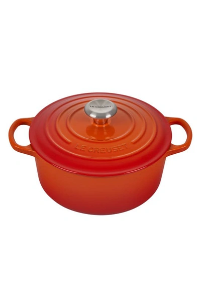 Le Creuset Signature 4.5-quart Round Enamel Cast Iron Dutch Oven In Flame