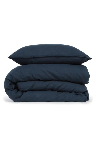 Pom Pom At Home Parker Linen Duvet Cover & Sham Set In Navy