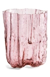 KOSTA BODA CRACKLE PINK TALL GLASS VASE