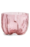 KOSTA BODA CRACKLE PINK GLASS VASE