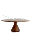 Nambe Nambé Quatro Acacia Wood Cake Pedestal & Server Set In Brown