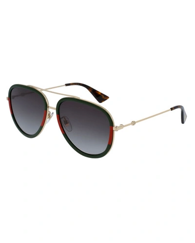 Gucci Gg0062s M Pilot Sunglasses In Medium Gold