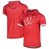 UNDER ARMOUR UNDER ARMOUR RED WISCONSIN BADGERS ON-COURT RAGLAN HOODIE T-SHIRT