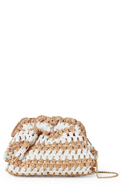 Loeffler Randall Mini Cinched Chain Clutch In Natural/ Cream Crochet