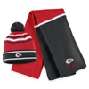 WEAR BY ERIN ANDREWS WEAR BY ERIN ANDREWS RED KANSAS CITY CHIEFS COLORBLOCK CUFFED KNIT HAT WITH POM AND SCARF SET